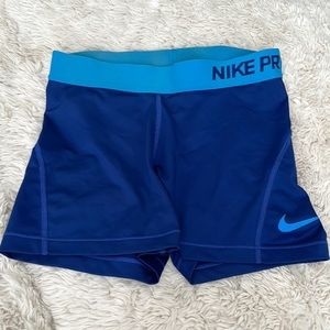Blue Nike pro shorts